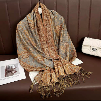 Luxury Women Classic Pashmina  Cashmere Touch Bohemia Scarf - Warm Fringe Shawl