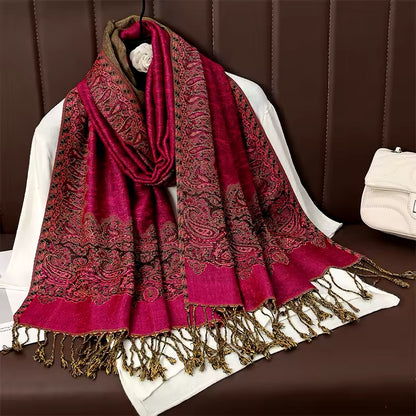 Luxury Women Classic Pashmina Cashmere Touch Bohemia Scarf - Warm Fringe Shawl