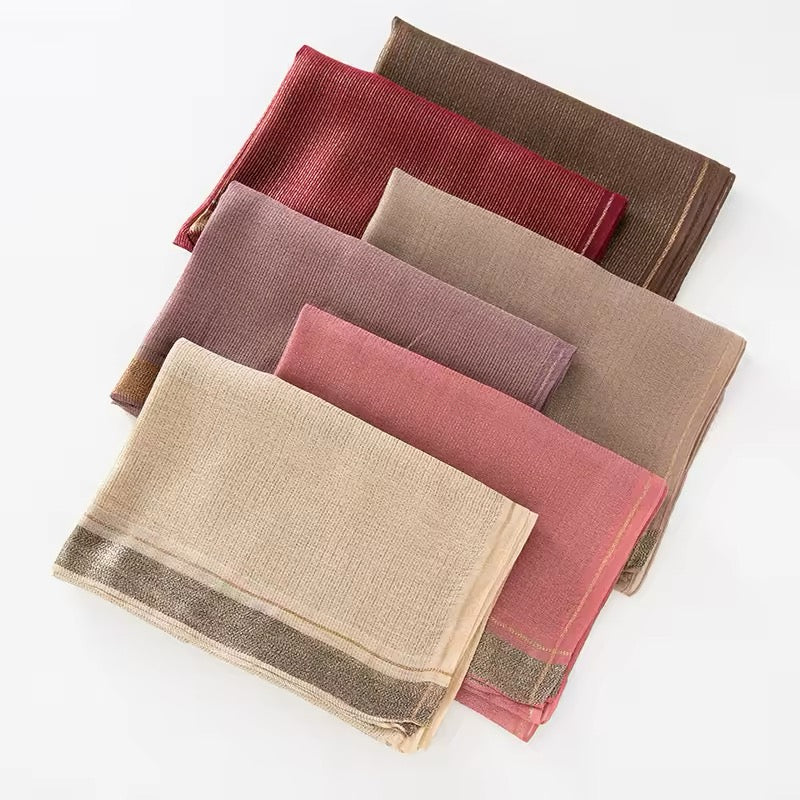 Women Glimmer Shiny Women Hijab Scarf Muslim Long Scarves Light Weight