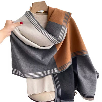 Women Luxurious Cashmere Touch Scarf - Warm Fringe Shawl