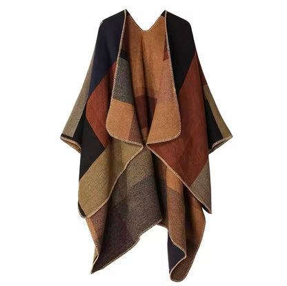Cashmere Wool Cape Scarf Split Thickened Autumn and Winter Women Cape