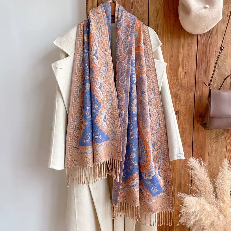 Luxury Women Classic Pashmina Cashmere Touch Scarf - Warm Fringe Pashmina Shawl