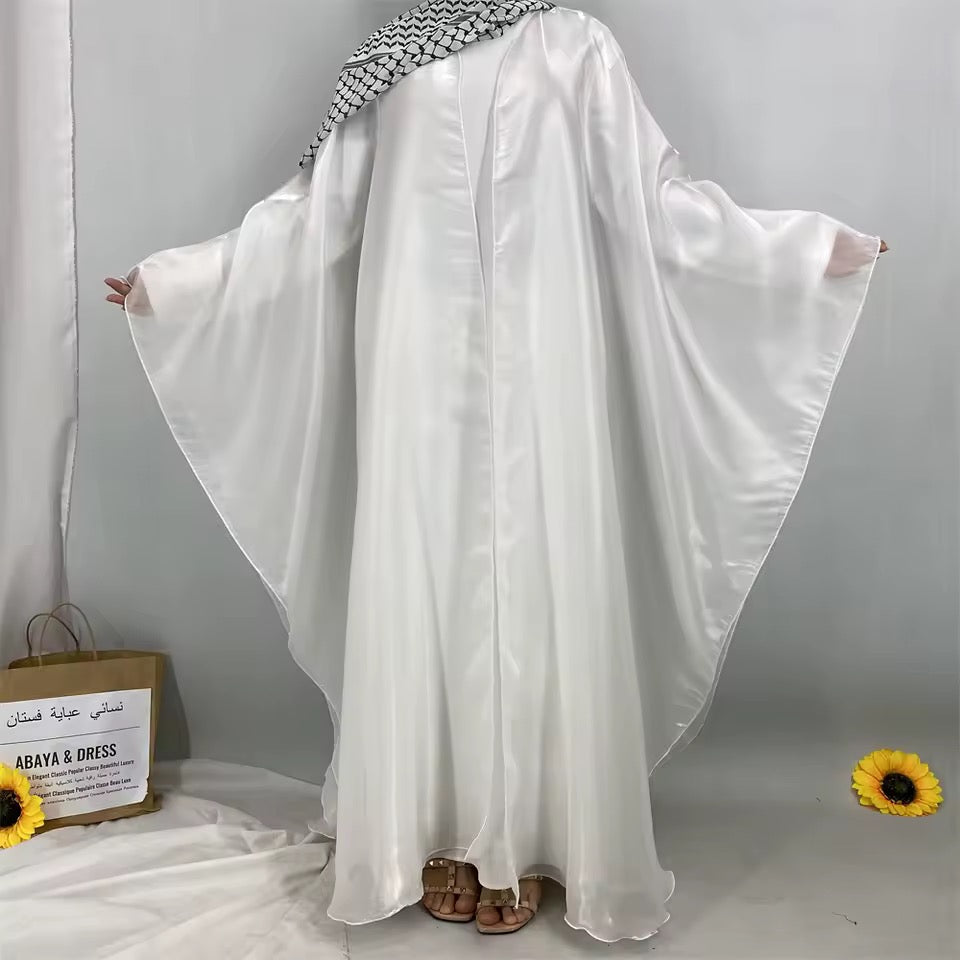 Women Split Abaya Open Front Kaftan Arab Long Robe