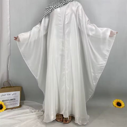 Women Split Abaya Open Front Kaftan Arab Long Robe