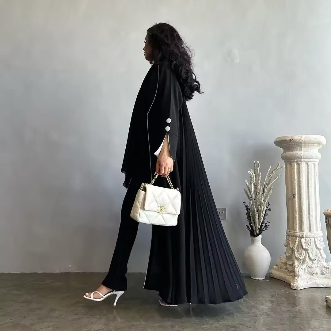 Women Split Abaya Open Front Kaftan Arab Long Robe