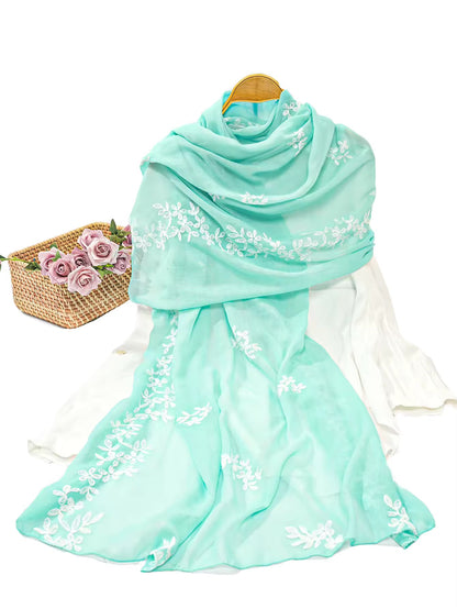 Women Embroidered Scarf Elegant and Versatile for Women Floral Shawl