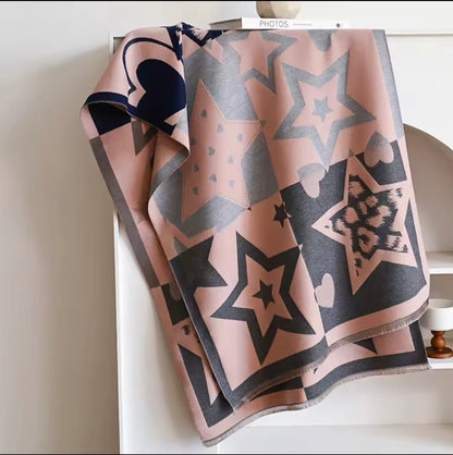 Women Luxurious Cashmere Touch Scarf - Warm Fringe Shawl