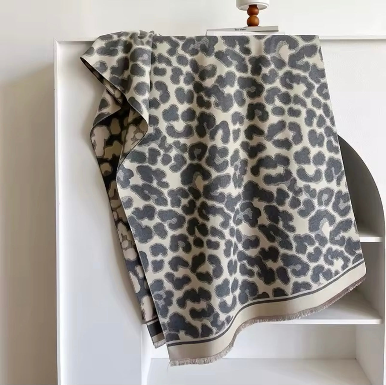 Leopard & Cheetah  Print Scarf Thickened Warm Cashmere Double Sided Shawl Women Allure