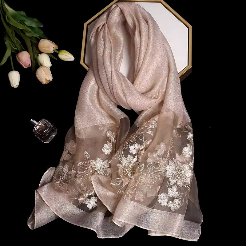 Women Embroidered Scarf Elegant and Versatile for Women Floral Shawl