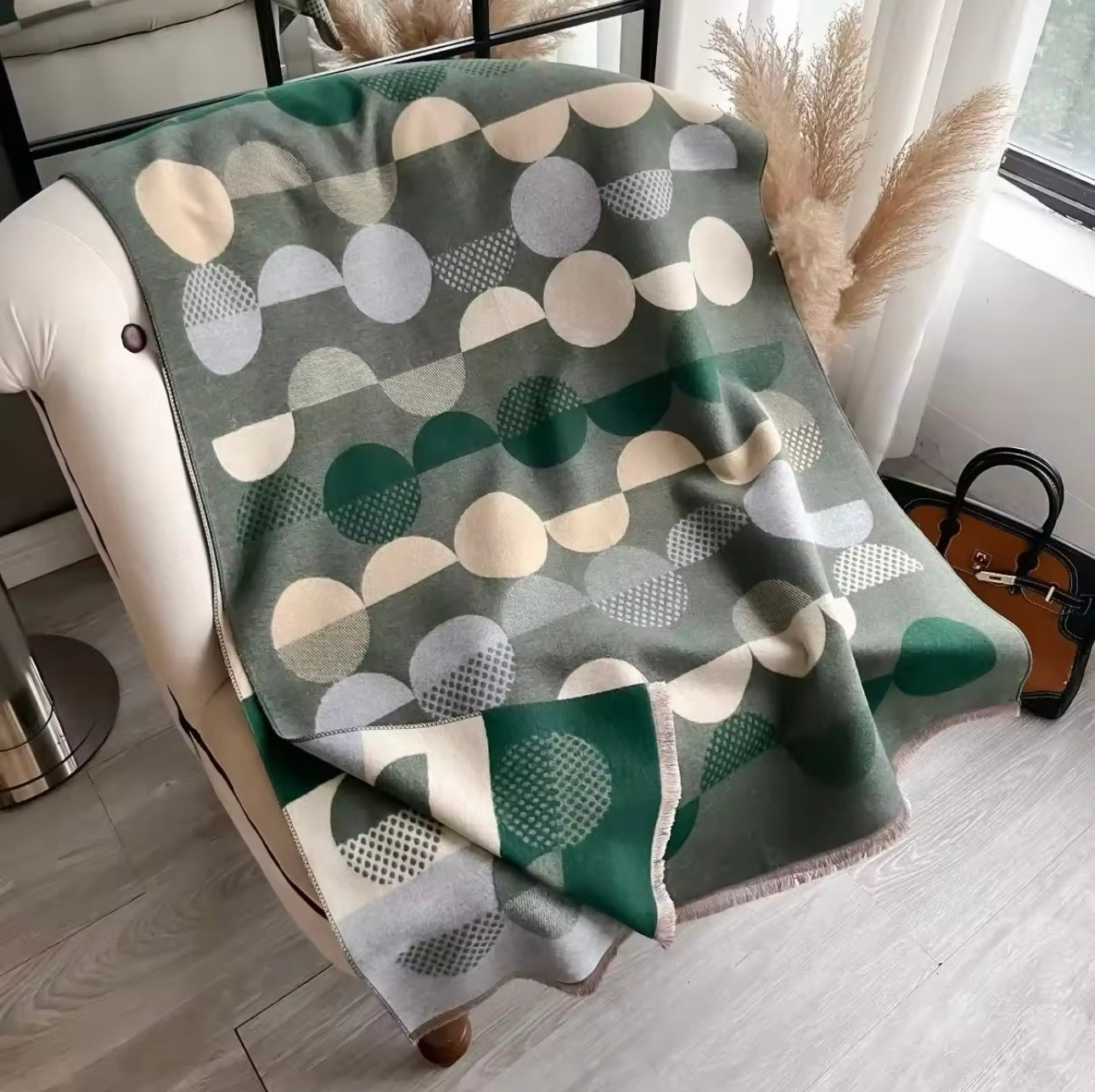 Women Luxurious Cashmere Touch Scarf - Warm Fringe Shawl