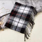 Men &  Women Checked Pattern Cashmere Touch Scarf - Warm Fringe Shawl