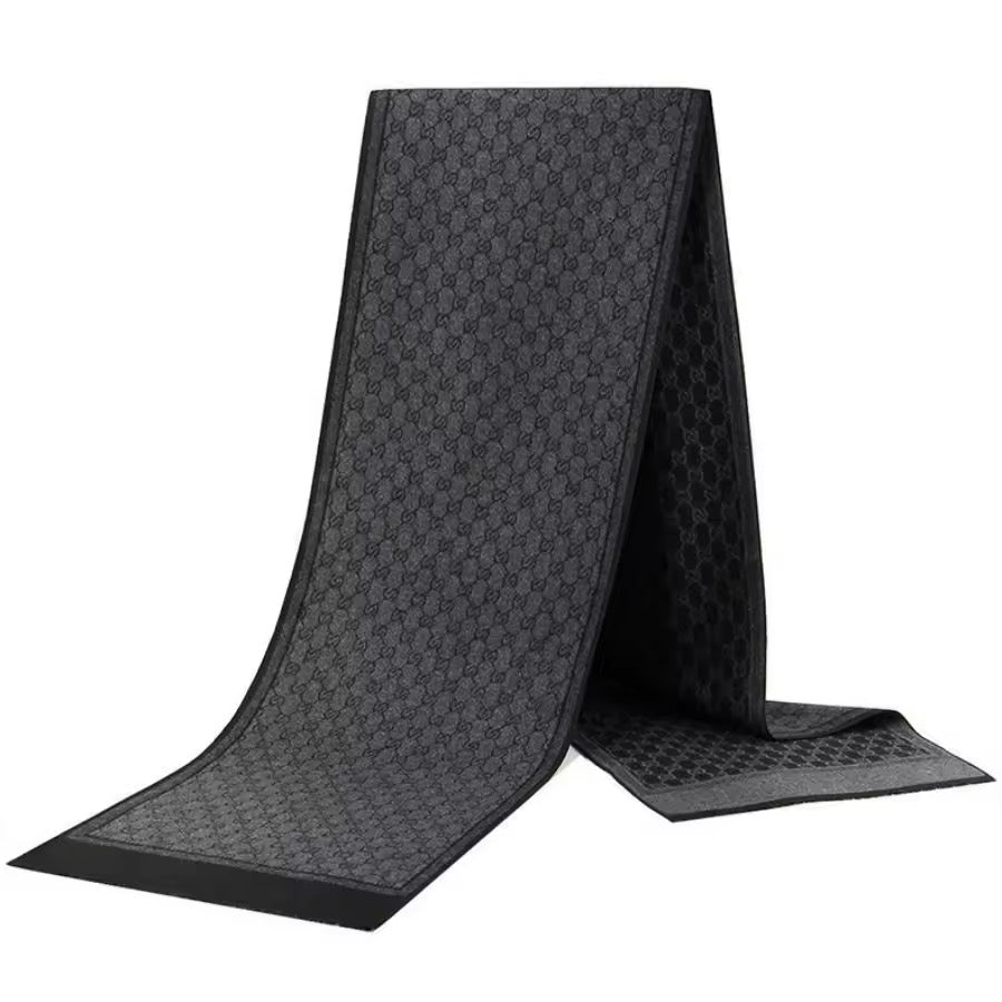 Men & Women Checked Pattern Cashmere Touch Scarf - Warm Fringe Shawl