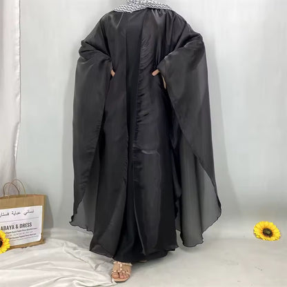Women Split Abaya Open Front Kaftan Arab Long Robe