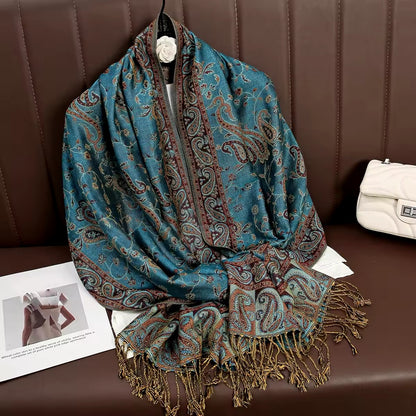 Luxury Women Classic Pashmina  Cashmere Touch Bohemia Scarf - Warm Fringe Shawl
