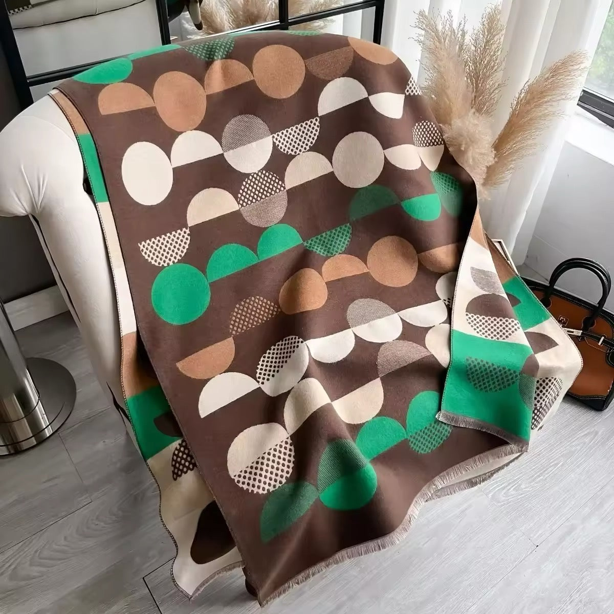 Women Luxurious Cashmere Touch Scarf - Warm Fringe Shawl