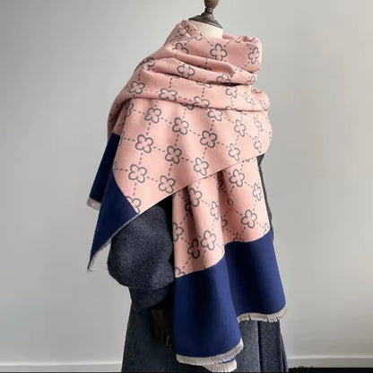 Women Luxurious Cashmere Touch Scarf - Warm Fringe Shawl