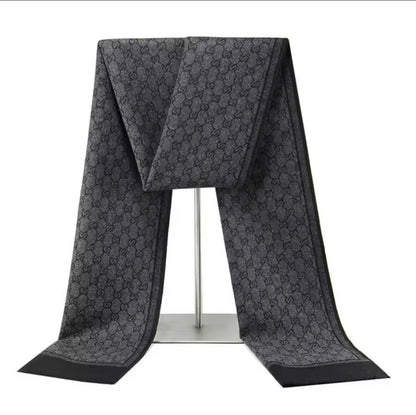 Men & Women Checked Pattern Cashmere Touch Scarf - Warm Fringe Shawl