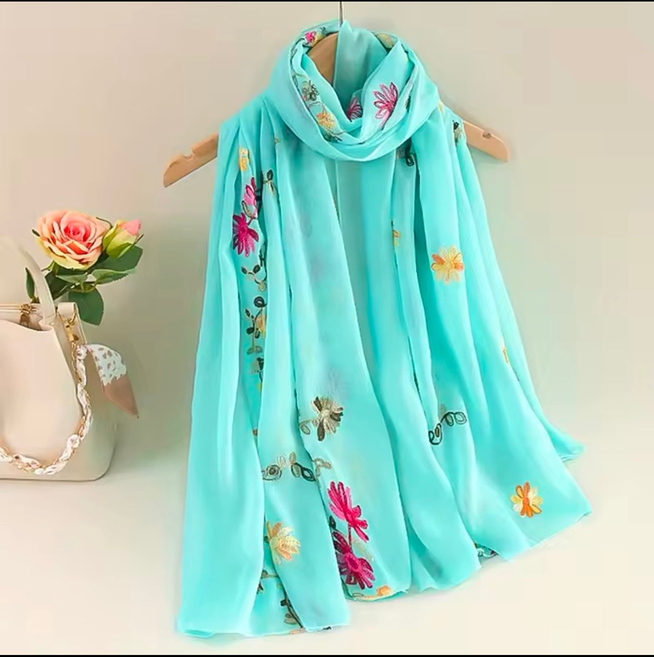 Women Embroidered Scarf Elegant and Versatile for Women Floral Shawl