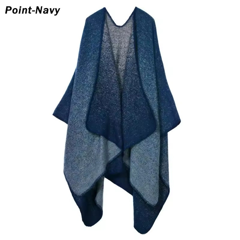 Cashmere Wool Cape Scarf Split Thickened Autumn and Winter Women Cape