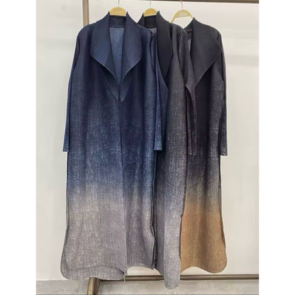 Women Split Abaya Fashion Open Front Long Coat Gradient Loose Design Trench Coat