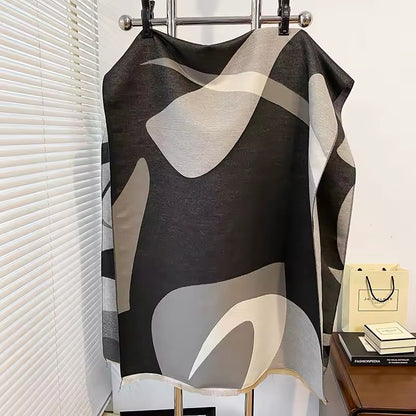 Women Luxurious Cashmere Touch Scarf - Warm Fringe Shawl