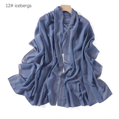 Women Glimmer Shiny Women Hijab Scarf Muslim Long Scarves Light Weight