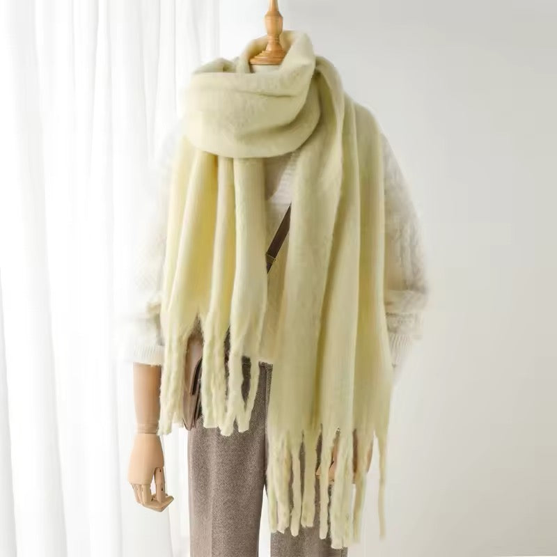 Men Wool & Women Woollen Cashmere Touch Scarf - Warm Fringe Shawl