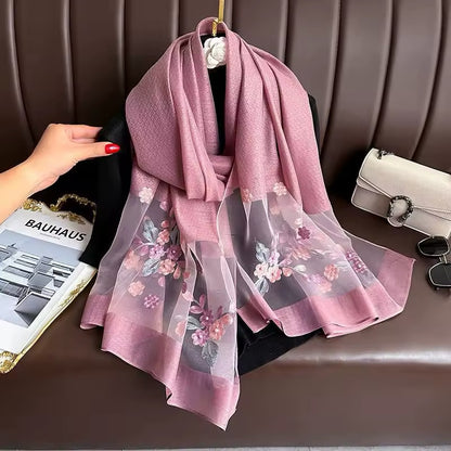 Women Embroidered Scarf Elegant and Versatile for Women Floral Shawl