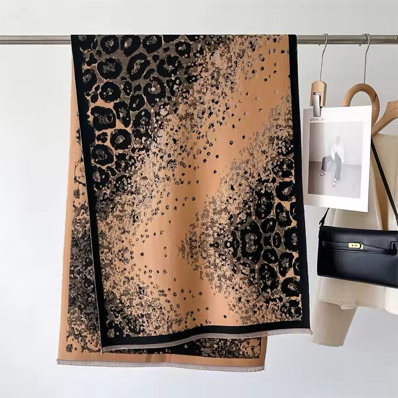 Leopard Print Scarf Thickened Warm Cashmere Double Sided Shawl Women Allure