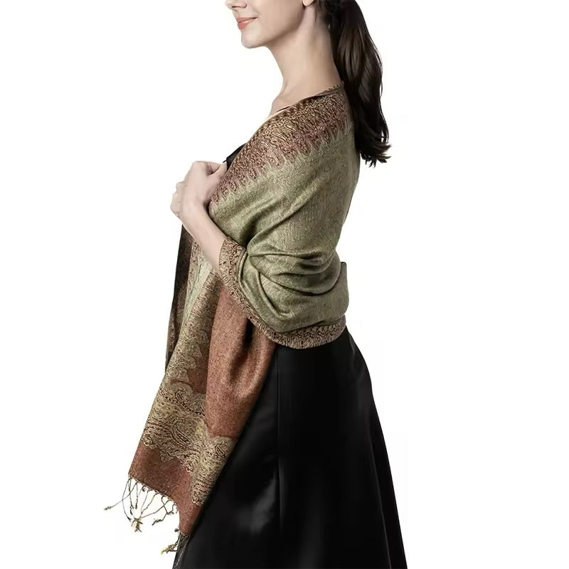 Luxury Women Classic Pashmina Cashmere Touch Bohemia Scarf - Warm Fringe Shawl