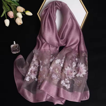 Women Embroidered Scarf Elegant and Versatile for Women Floral Shawl