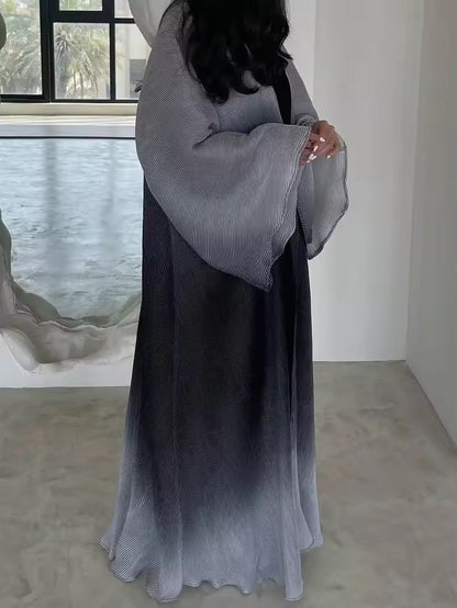 Women Split Abaya Open Front Kaftan Arab Long Robe
