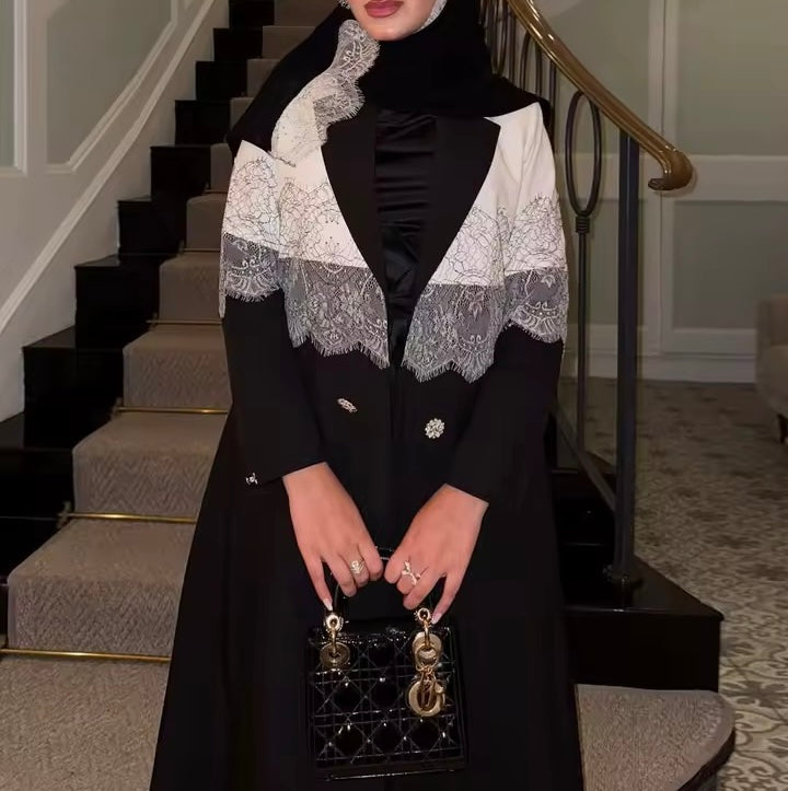 Split Women Black Abaya Modest Clothing Women Split Coat Abaya