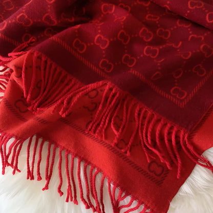 Women Luxurious Cashmere Touch Scarf - Warm Fringe Shawl
