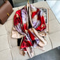 Satin Shawls Autumn Colour Print Luxury Silk Scarf Scarves Women Silk Satin