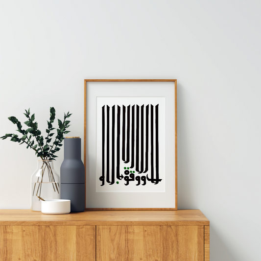 Hand Drawn Calligraphy Art On Cartridge Paper “La Hawla Wala Quwata Illah Billah Hu” - No Frame (Size: A4 & A3)