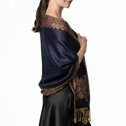 Luxury Women Classic Pashmina Cashmere Touch Bohemia Scarf - Warm Fringe Shawl