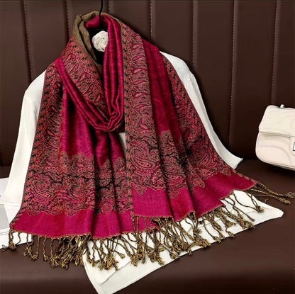 Luxury Women Classic Pashmina Cashmere Touch Bohemia Scarf - Warm Fringe Shawl