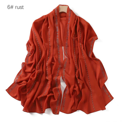 Women Glimmer Shiny Women Hijab Scarf Muslim Long Scarves Light Weight