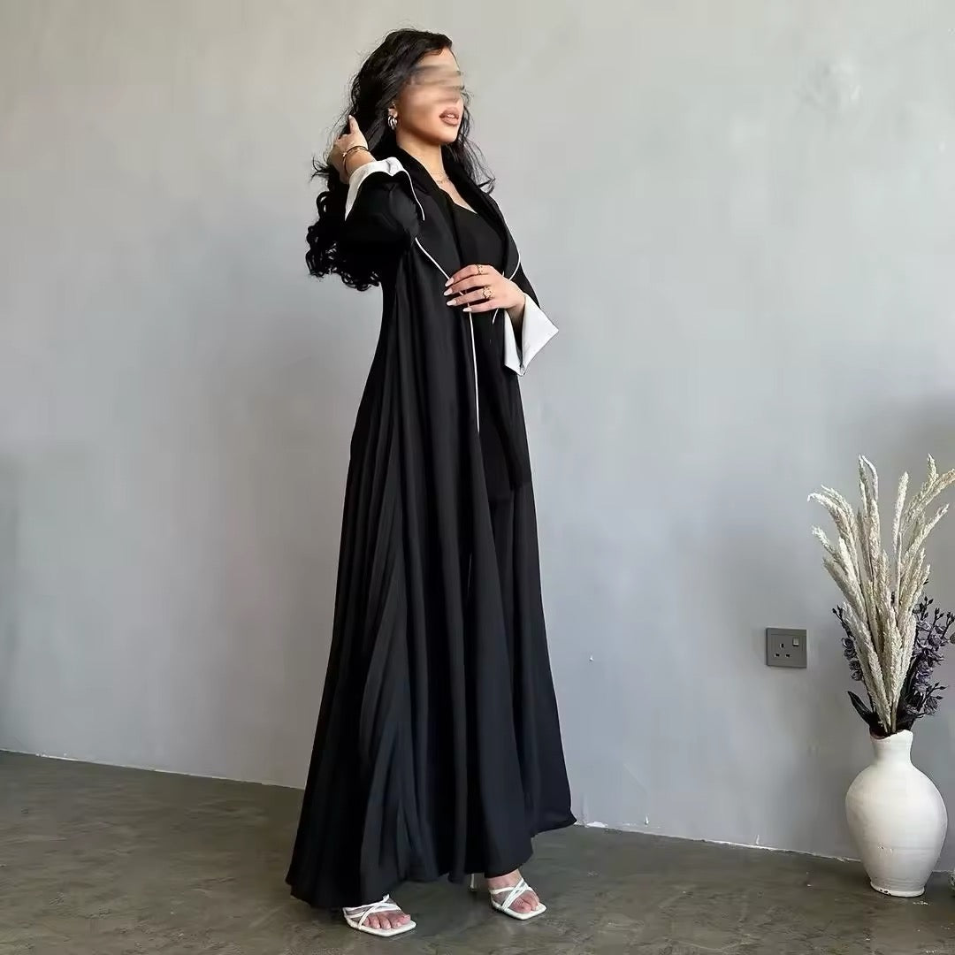Women Split Abaya Open Front Kaftan Arab Long Robe