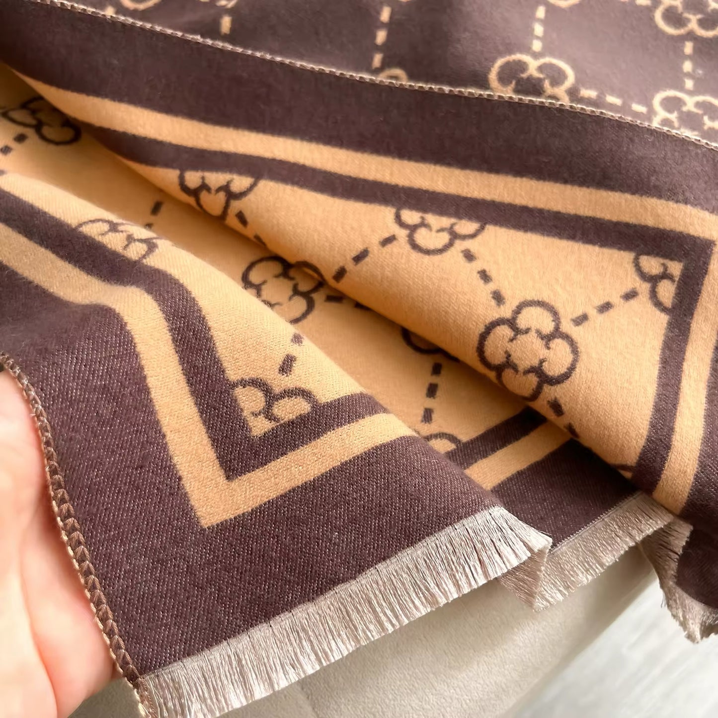 Women Luxurious Cashmere Touch Scarf  - Warm Fringe Shawl