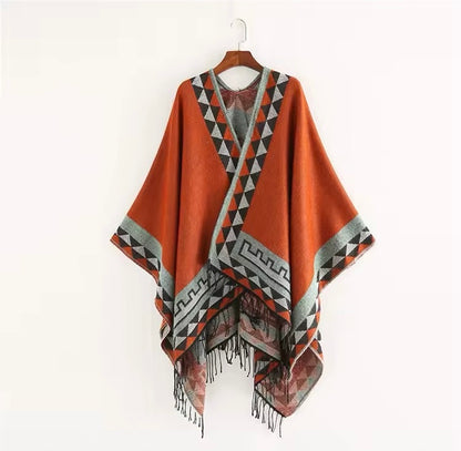 Cashmere Wool Cape Scarf Split Thickened Autumn and Winter Women Cape