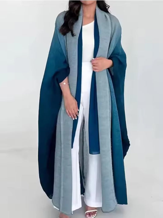 Women Split Abaya Open Front Kaftan Arab Long Robe
