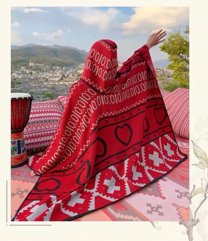 Cashmere Wool Cape Scarf Split Thickened Autumn and Winter Women Cape