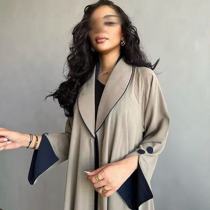 Women Split Abaya Open Front Kaftan Arab Long Robe