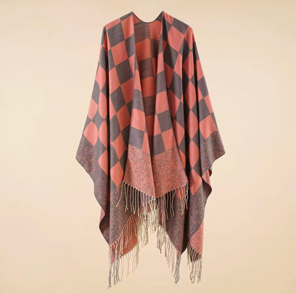Cashmere Wool Cape Scarf Split Thickened Autumn and Winter Women Cape