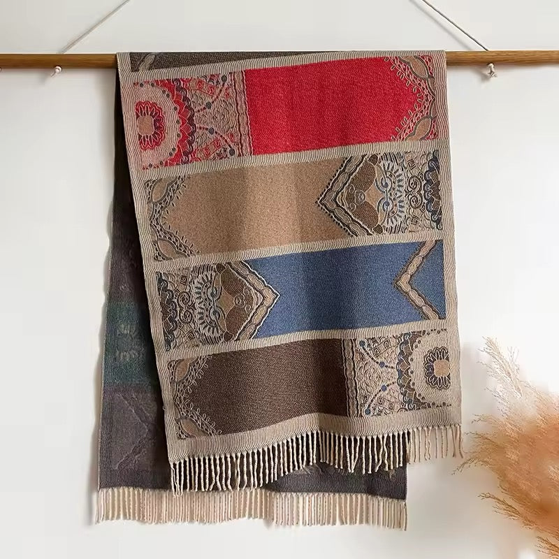 Luxury Women Classic Pashmina Double Sided Cashmere Touch Scarf - Warm Fringe Shawl UK