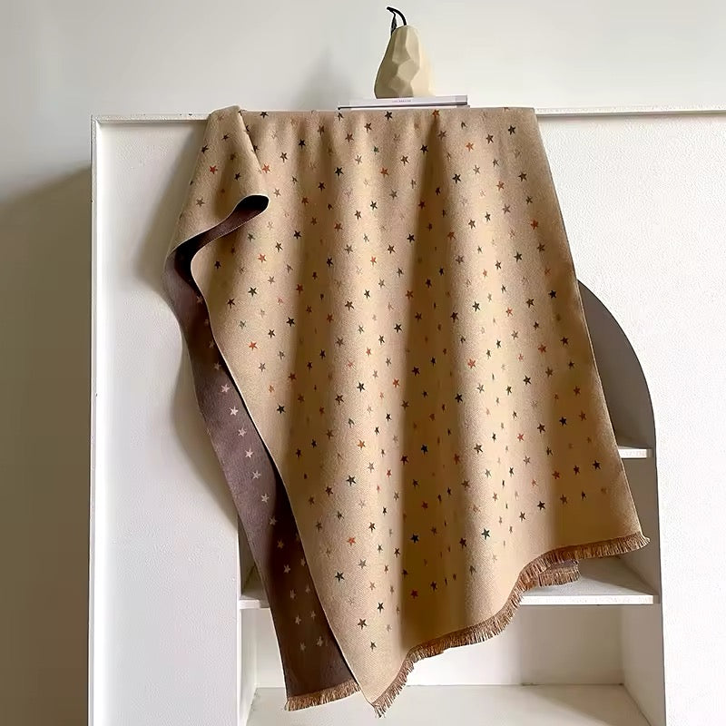 Women Luxurious Cashmere Touch Scarf - Warm Fringe Shawl