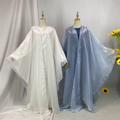 Women Split Abaya Open Front Kaftan Arab Long Robe