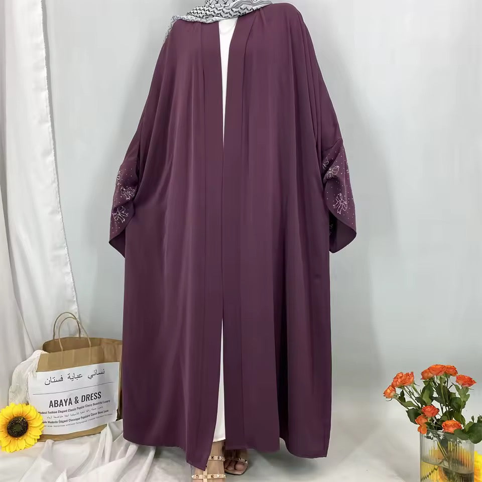 Women Split Abaya Open Front Kaftan Arab Long Robe